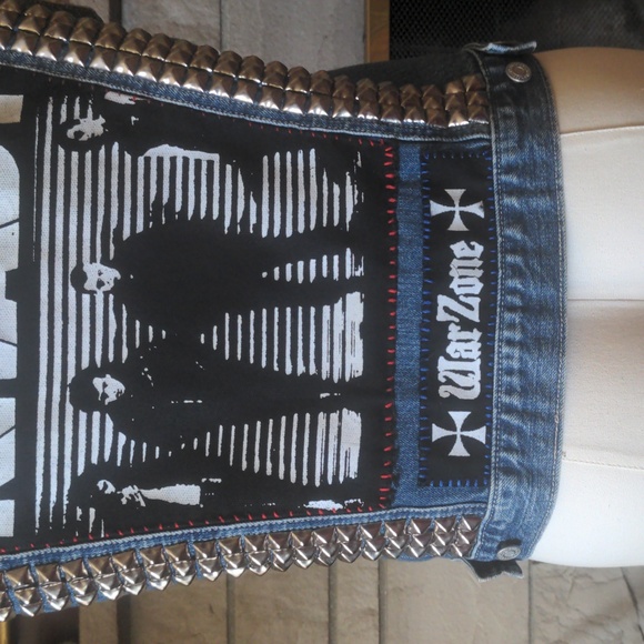 Punk Battle Vest NYHC Studded Handmade Gap Women Medium - Picture 7 of 9